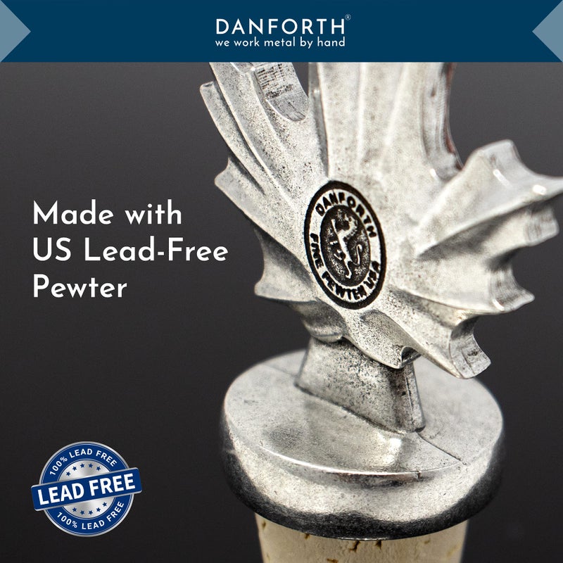 Danforth Maple Leaf Fall/Autumn Bottle Stopper, Pewter, Natural Cork - Handcrafted, Made In USA - Image 3
